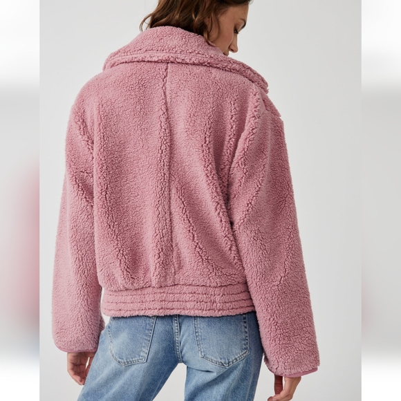 Free People Joplin Cozy Jacket In Smoked Pink Size XS Oversized - Picture 3 of 7